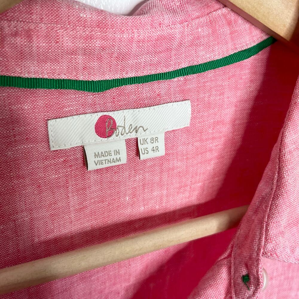 Boden Pink Linen Button Front Shirt Tunic Dress Stripe US 4R - Picture 7 of 11